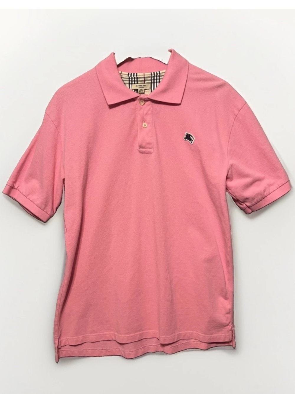 Burberry London Vintage Women's Polo Shirt Pink Size L Embroidered Logo 90s Y2K
